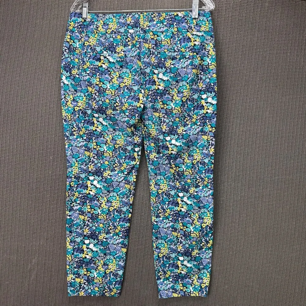 Ann Taylor Loft Marisa Womens Size 4 Blue Floral Cropped Pants Business Casual - Picture 2 of 10